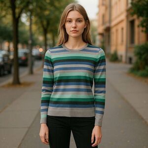 Vince Camuto Striped Crew Neck Sweater